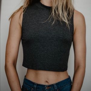 Grey mock neck crop top